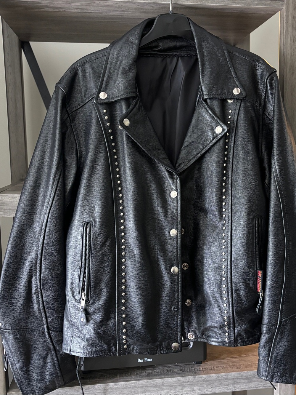 Our Place Black Studded Leather Moto Jacket